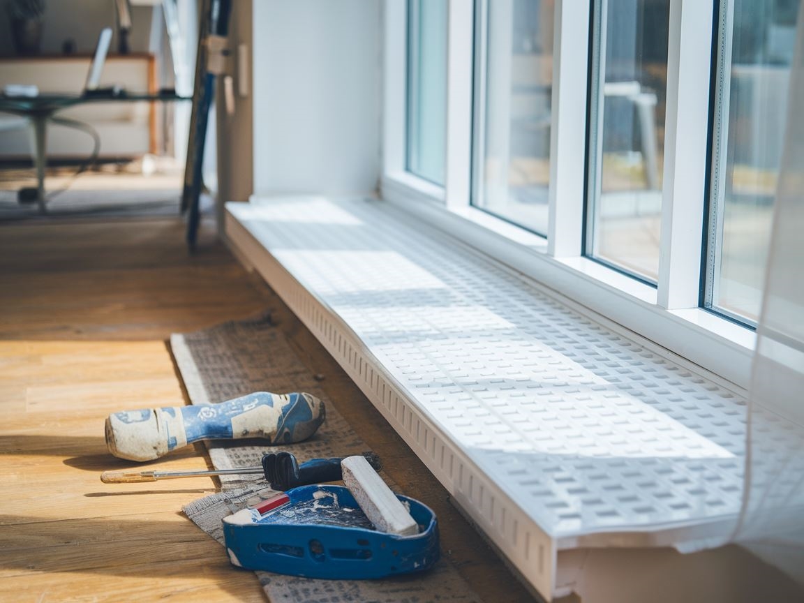 Plastikowy parapet w trakcie procesu renowacji