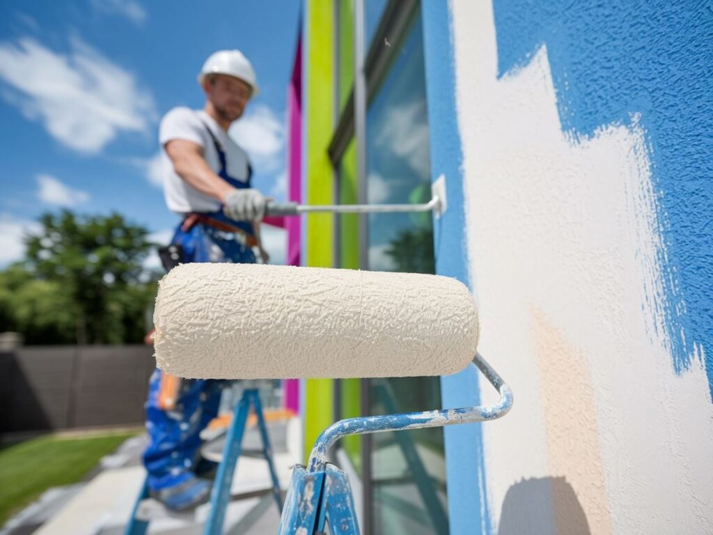 Technika malowania zewnętrznej ściany budynku wałkiem